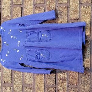 Buster Brown Purple Waffle Knit Dress with Floral Accents and Pocketd Size 3T